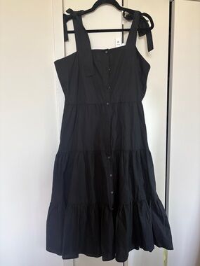 Who What Wear Black Tie-Shoulder Tiered Midi Dress